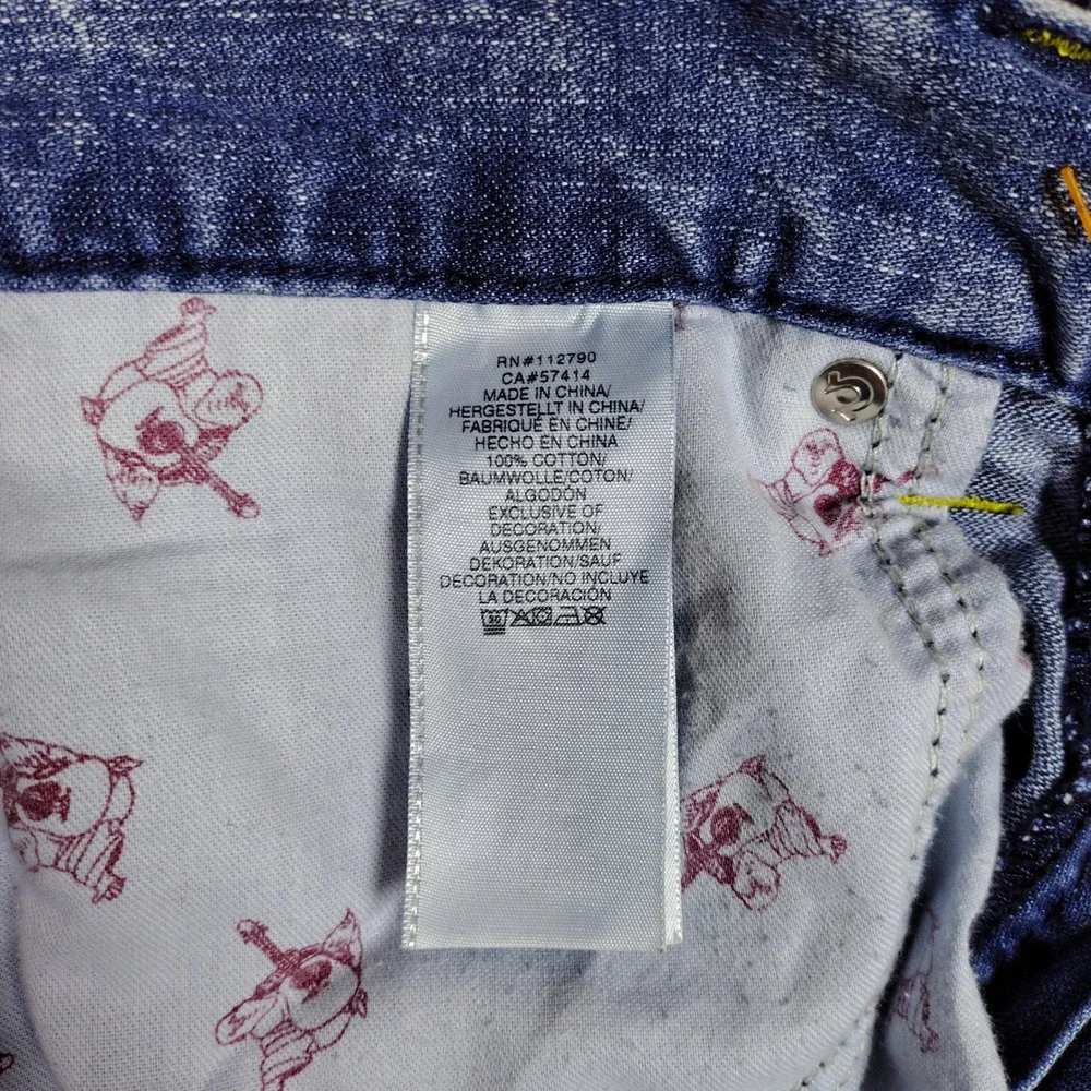 True Religion Straight Leg Jeans Acid Wash Blue Cotton Mens 34 RN112790 CA57414